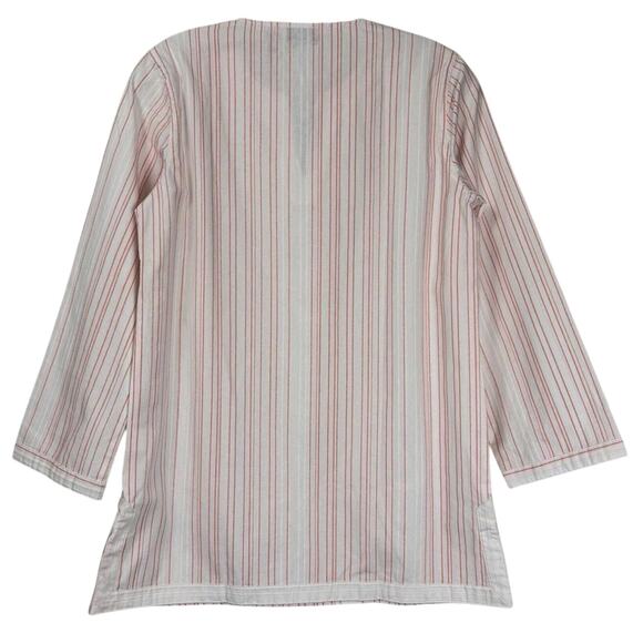 Untuckit New Durfort Cotton Tunic Blouse Top Pink Striped Long Sleeve Size 16 - Picture 3 of 7